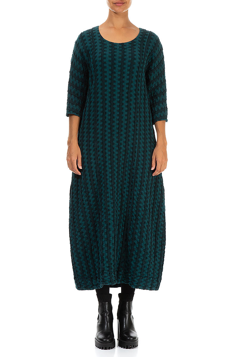 Woven Texture Emerald Linen Dress