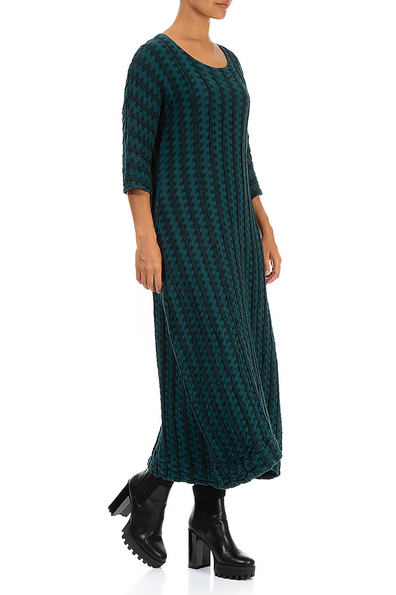 Woven Texture Emerald Linen Dress