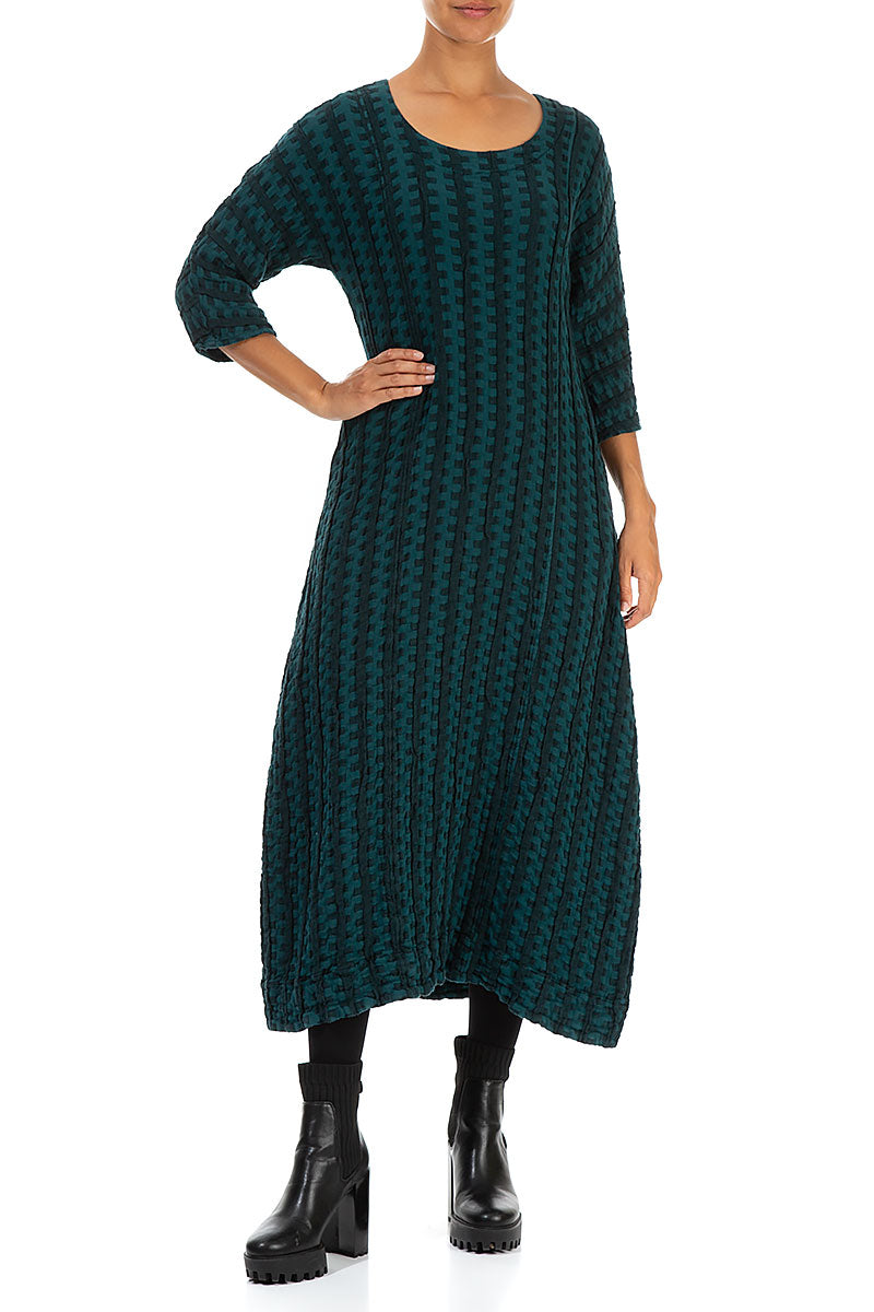 Woven Texture Emerald Linen Dress