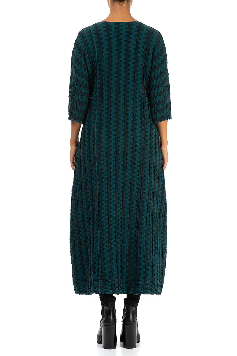 Woven Texture Emerald Linen Dress