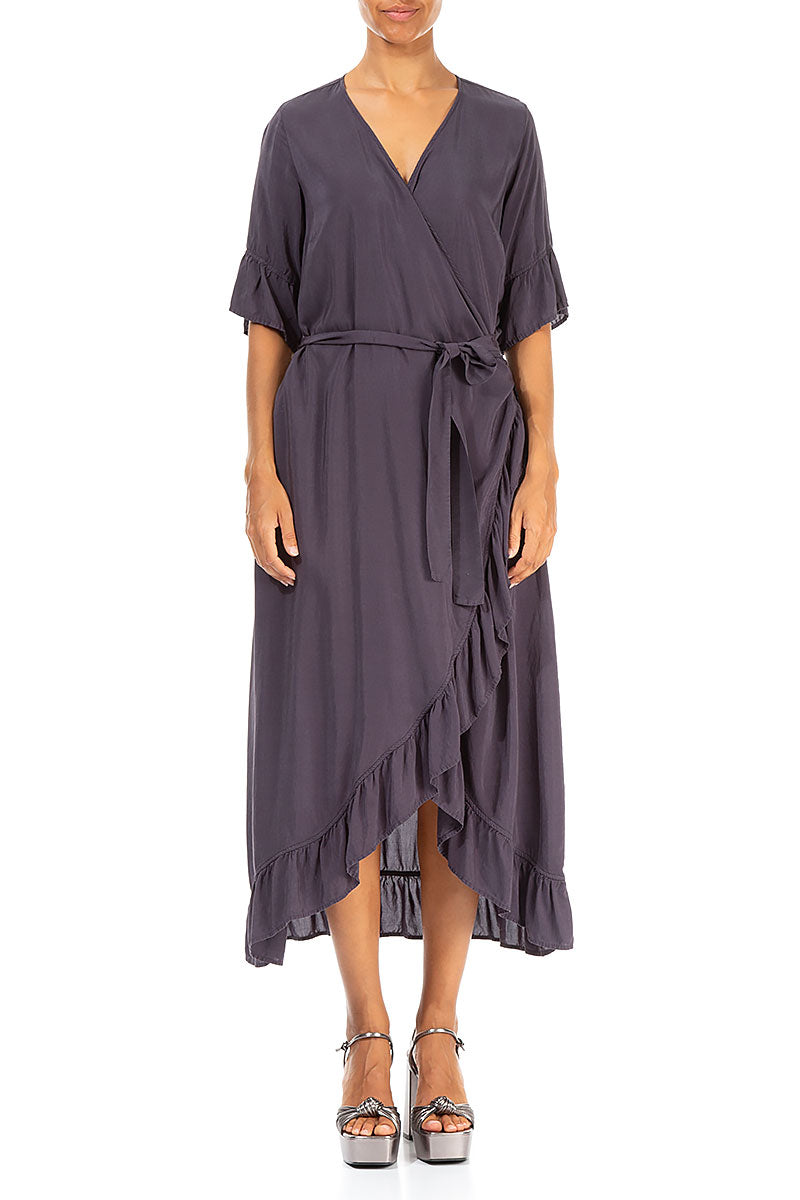 Wrap Graphite Silk Bamboo Dress 1