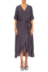 Wrap Graphite Silk Bamboo Dress 1