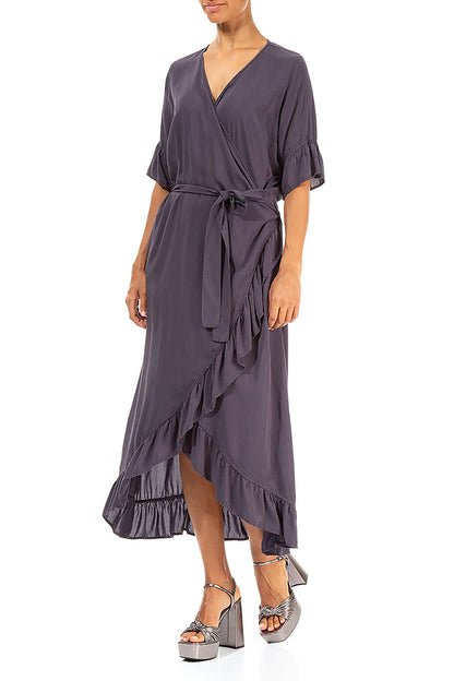 Wrap Graphite Silk Bamboo Dress 4