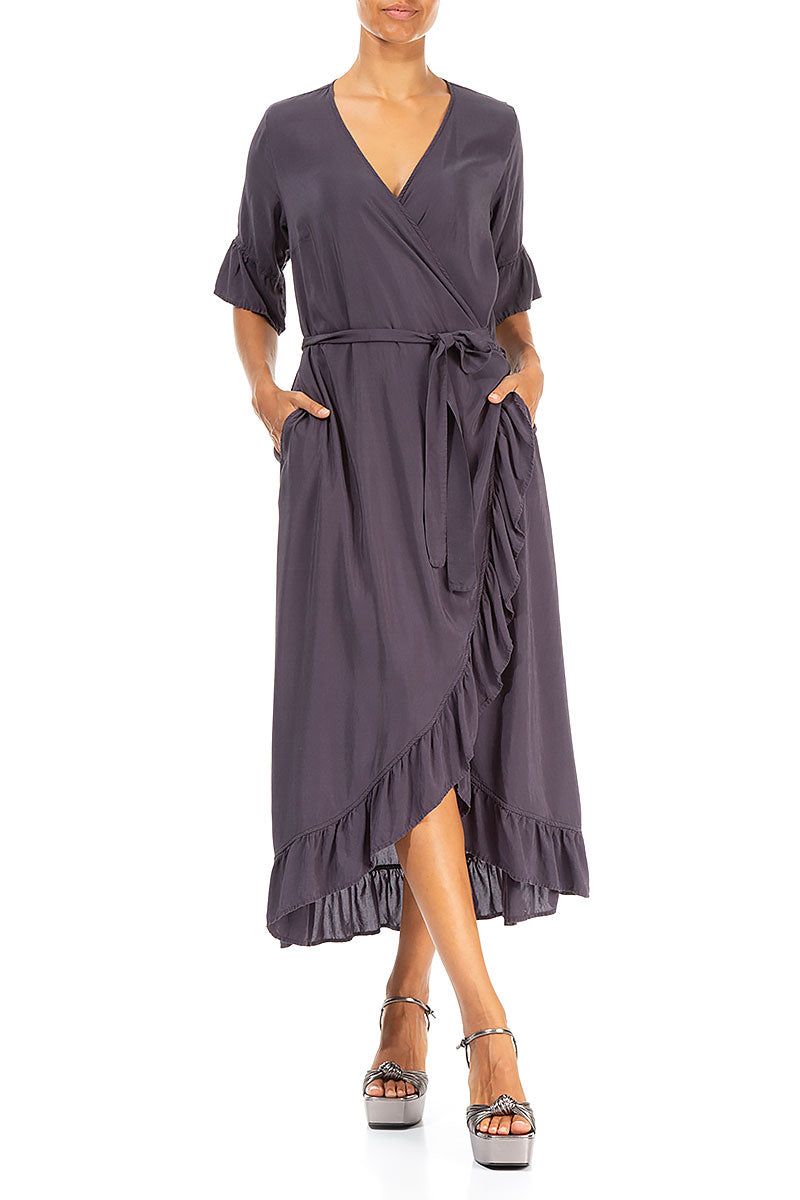 Wrap Graphite Silk Bamboo Dress 3