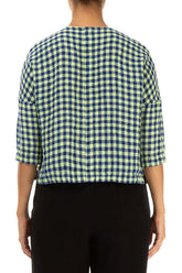 Yellow Check Linen Jacket Blouse 2