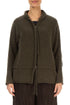 Zip Closed Khaki Wool Cardigan 1