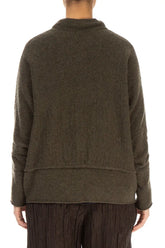 Zip Closed Khaki Wool Cardigan 2