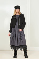 Zip Collar Black Cotton Jersey Jacket 6