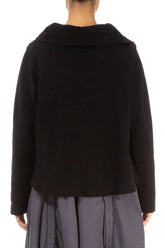 Zip Collar Black Cotton Jersey Jacket 2