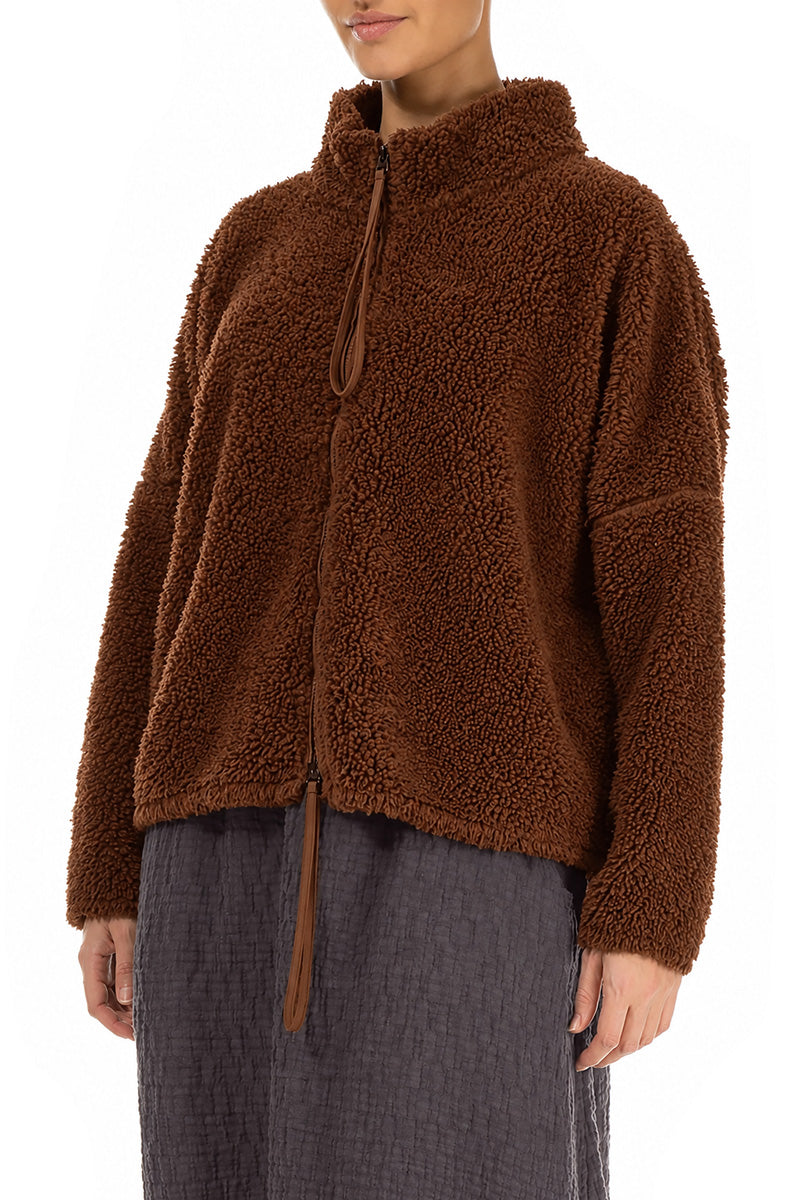 Zips Aged Copper Teddy Cotton Jacket