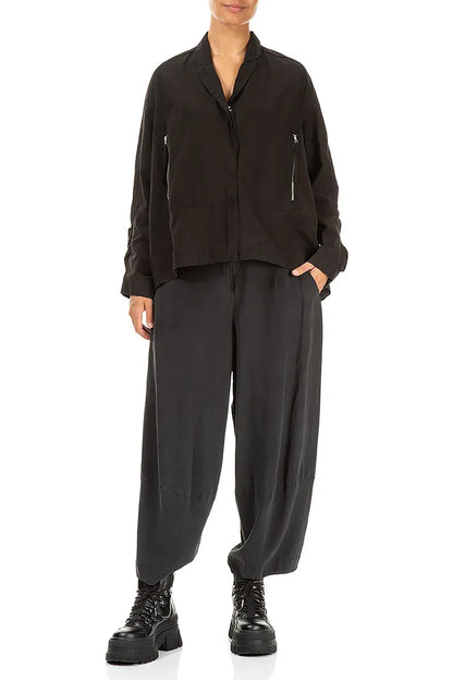 Zips Embellished Black Cotton Jacket 4