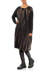 Zips Embellished Tie-Dye Wavy Cotton Dress 5