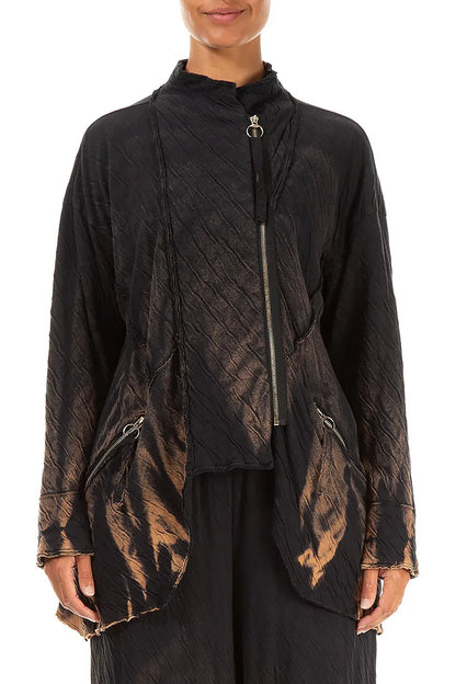 Zips Embellished Tie-Dye Wavy Cotton Jacket 1