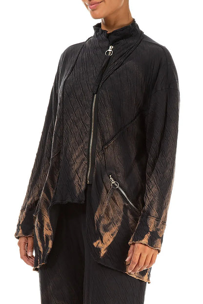 Zips Embellished Tie-Dye Wavy Cotton Jacket 3