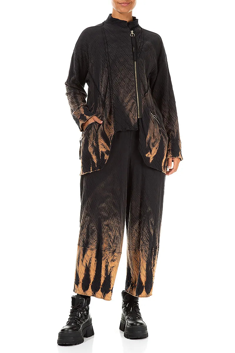 Zips Embellished Tie-Dye Wavy Cotton Jacket 4