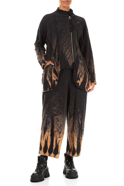 Zips Embellished Tie-Dye Wavy Cotton Jacket 4