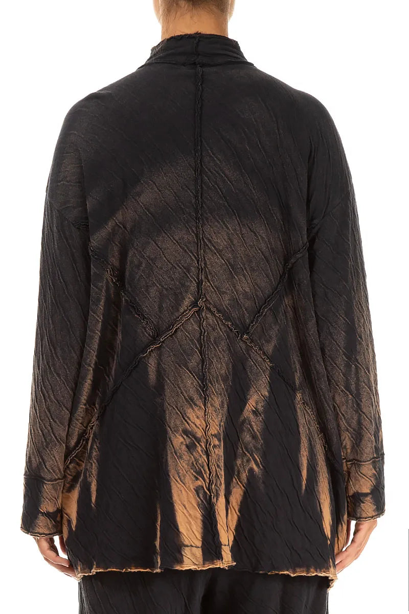 Zips Embellished Tie-Dye Wavy Cotton Jacket 2