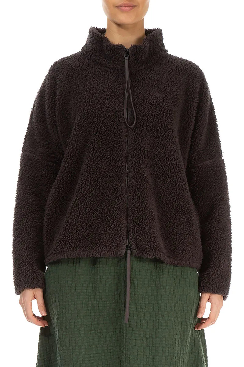 Zips Forest Brown Teddy Cotton Jacket 1