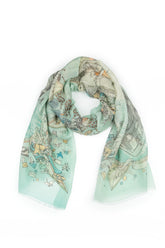 Antique Turquoise Cashmere Silk Scarf 2