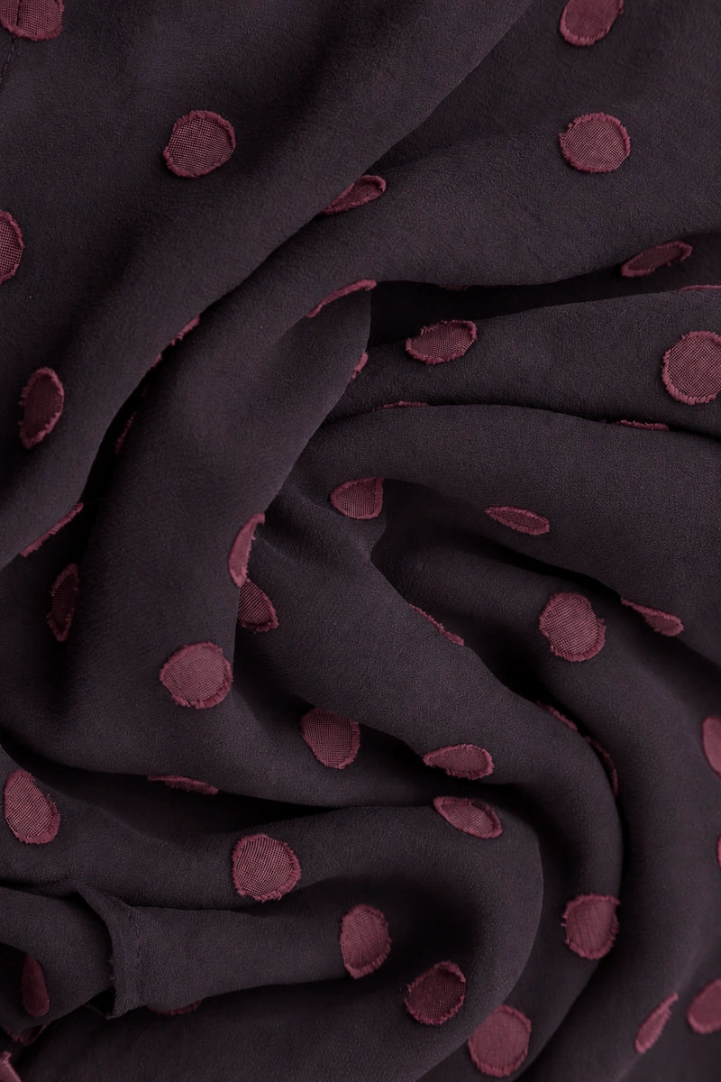 Dotty Deep Plum Silk Scarf