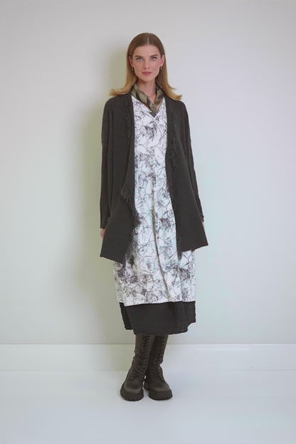 Fringed Dark Grey Wool Cardigan 7