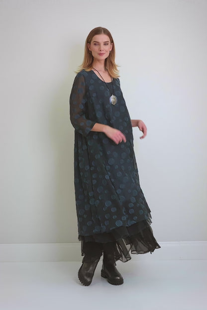 Layered Royal Blue Bubbles Silk Dress 7