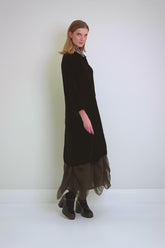 Collar Neck Black Silk Velvet Dress 7