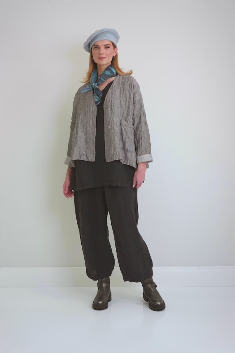 Silver Pleated Silk Linen Jacket 9