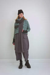 Large Pockets Graphite Cotton Dress 7