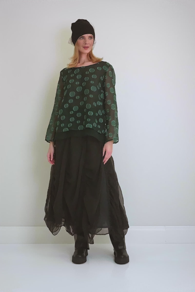 Layered Peacock Bubbles Silk Blouse 7