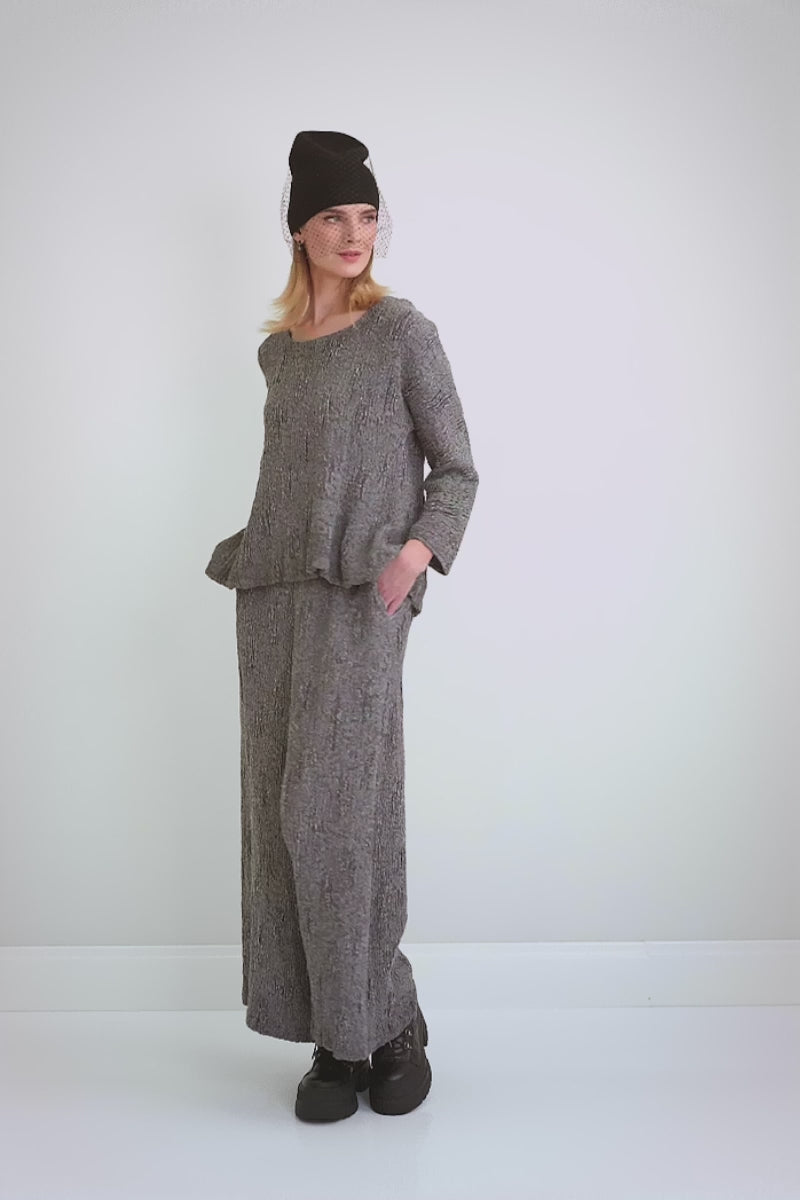 Silver Textured Silk Linen Blouse 7