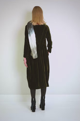 Flared Back Forest Mist Silk Velvet Dress 7