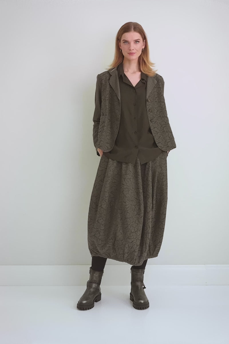 Balloon Ornamented Forest Brown Silk Cotton Skirt 7