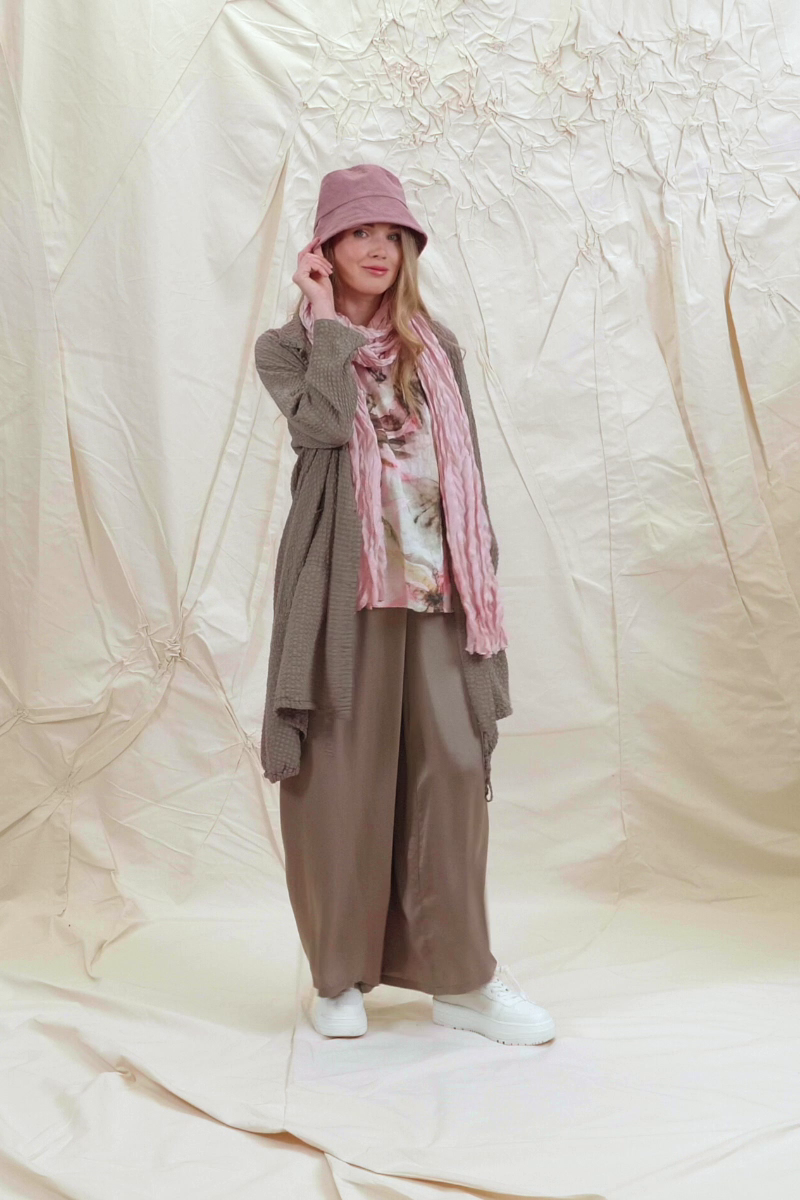 Flared Truffle Textured Silk Jacket 8