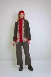 Single Button Forest Brown Textured Linen Jacket 7