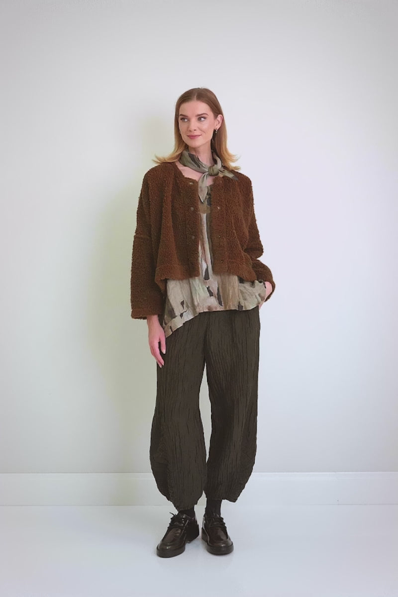 Snap Front Aged Copper Teddy Cotton Jacket 8