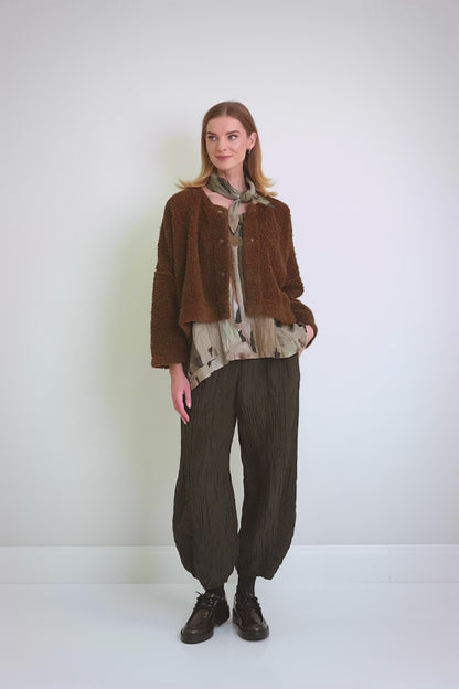 Snap Front Aged Copper Teddy Cotton Jacket 8