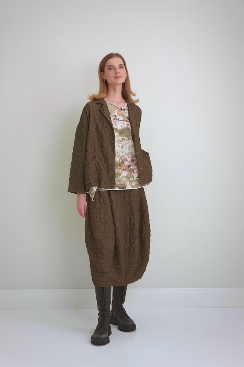 Aged Copper Pleated Silk Bamboo Jacket 7