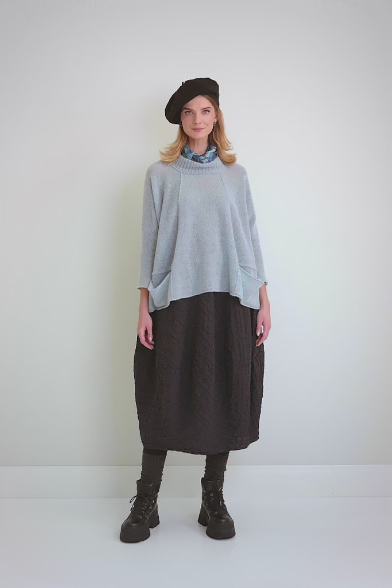Balloon Slate Blue Checkered Linen Cotton Skirt 7