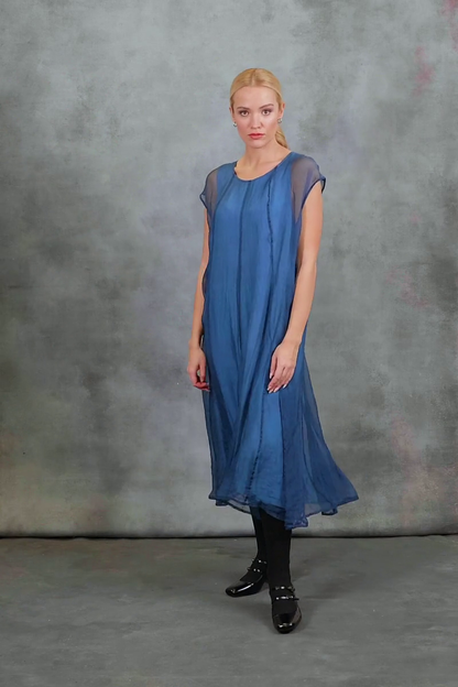 Azure Silk Chiffon Dress