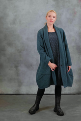 Balloon Teal Plush Wool Cotton Coat 8