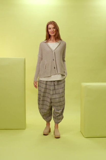 Buttoned Natural Linen Cardigan 7