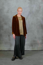 Collar Golden Olive Silk Velvet Jacket 7