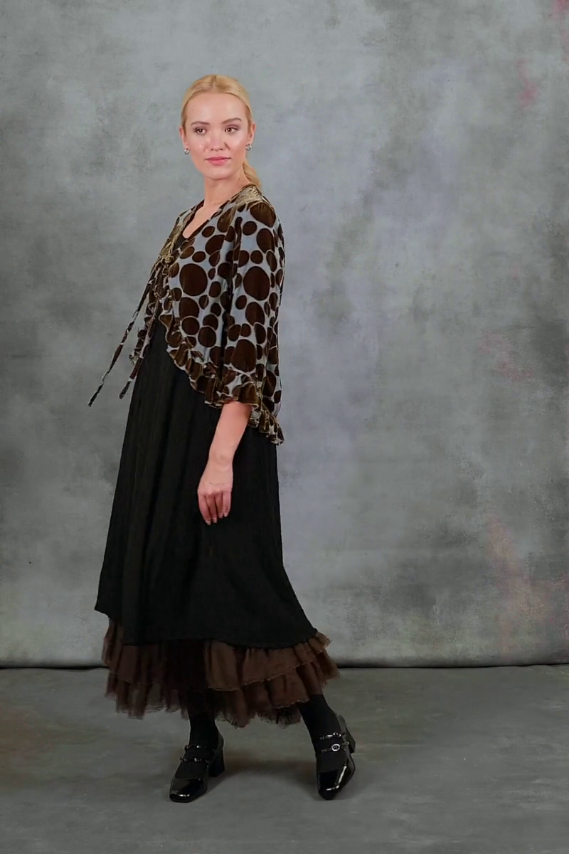 Flared Black Silk Viscose Dress