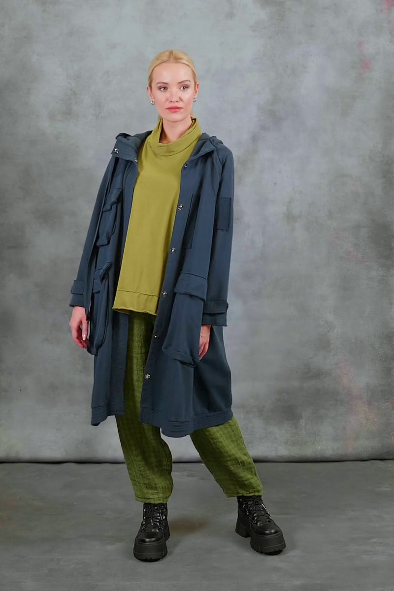 Green Check Linen Pencil Trousers