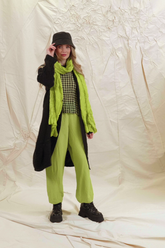 Loose Lime Check Gauze Linen Blouse 7