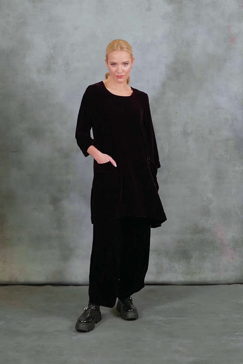 Loose Merlot Silk Velvet Trousers