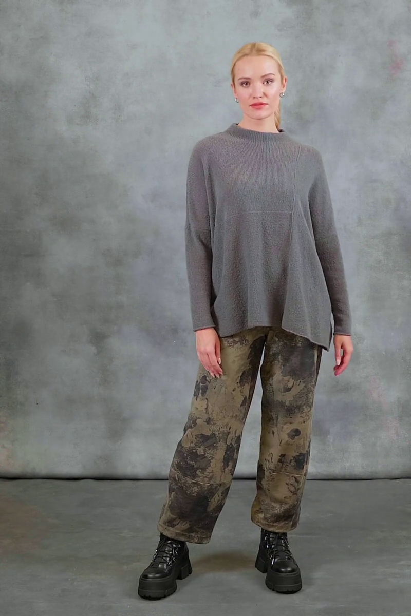 Loose Silver Sage Marble Cotton Trousers