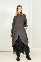 Longer Back Ornamented Forest Brown Silk Cotton Jacket 7