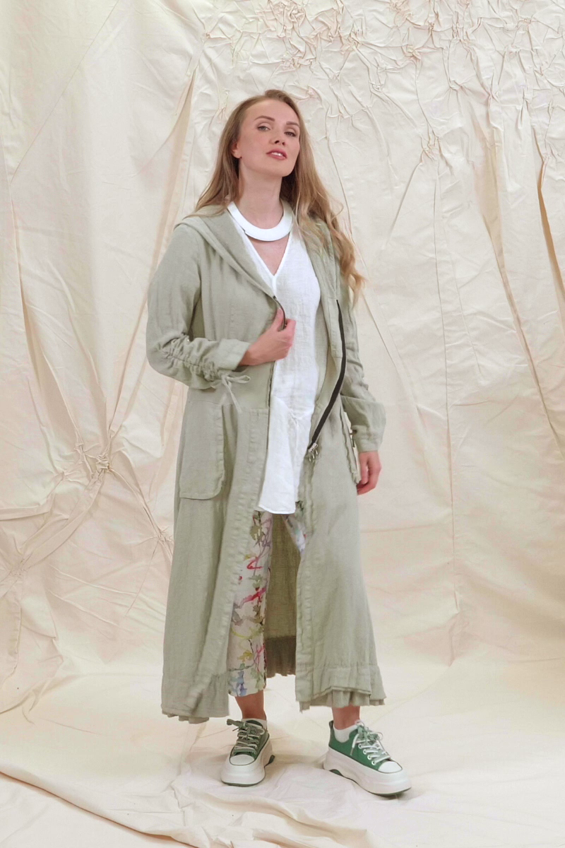 Ruffled White Gauze Linen Blouse 9